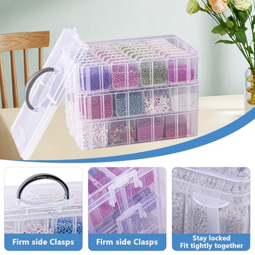 VTG Bead Organizer Box, 84 Pcs Small Organizers, 3-Tier Bead Storage Containers Portable Organizer and Storage Box Stackable Plastic Cases for Bracelet Making DIY Jewelry Nail Charms - style: 3 Tier