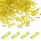 uxcell 1500Pcs Glass Bugle Seed Beads, 6x2mm Mini Long Tube Seed Beads Tube Loose Glass Seed Spacer Bead for DIY Earring Bracelets Necklace Jewelry Making Embroidery, Lemon Yellow - color: Lemon Yellow