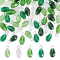 PH PandaHall 50pcs Faceted Teardrop Charms 5 Colors Transparent Glass Crystal Pendants 0.8" Green Series Glass Charms Dangle Pendants for Necklace Earring Bracelet Jewelry Craft Making