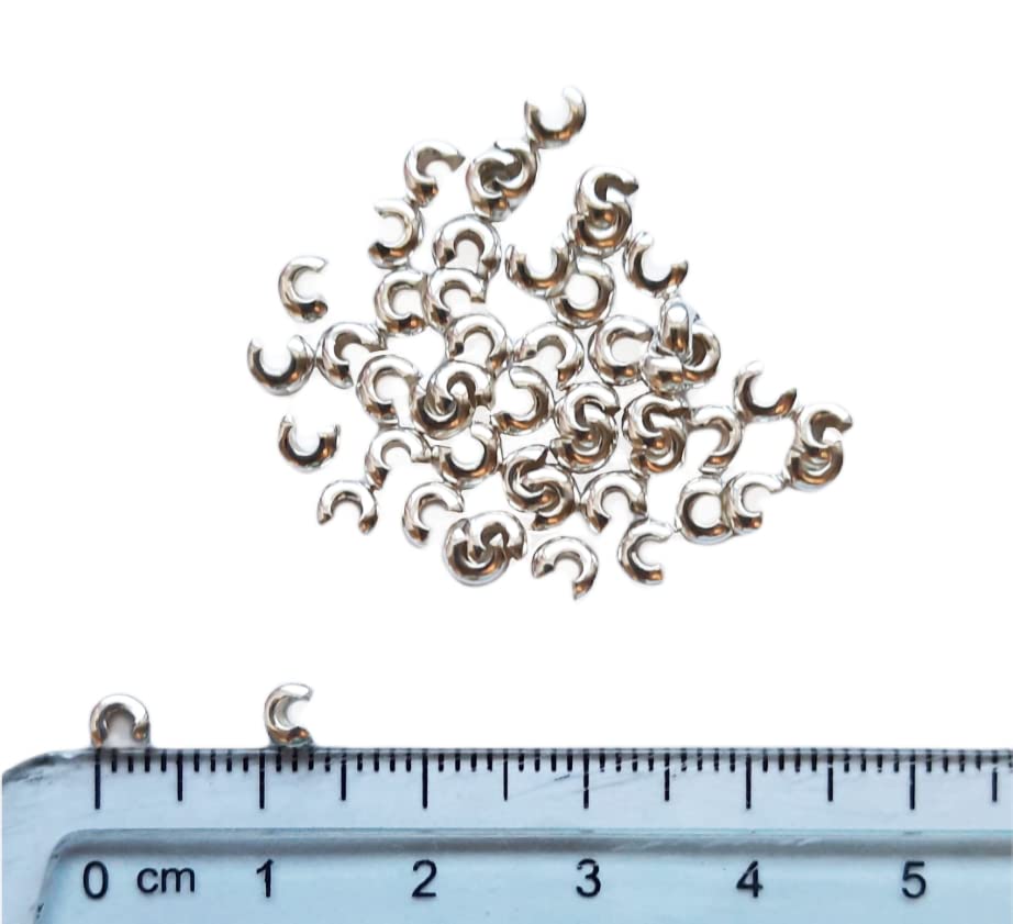 50pcs 925 Sterling Silver Open Crimp Bead Covers, 3.2MM, By CRAFT WIRE - color: 925 Sterling Silver, size: 3.2MM