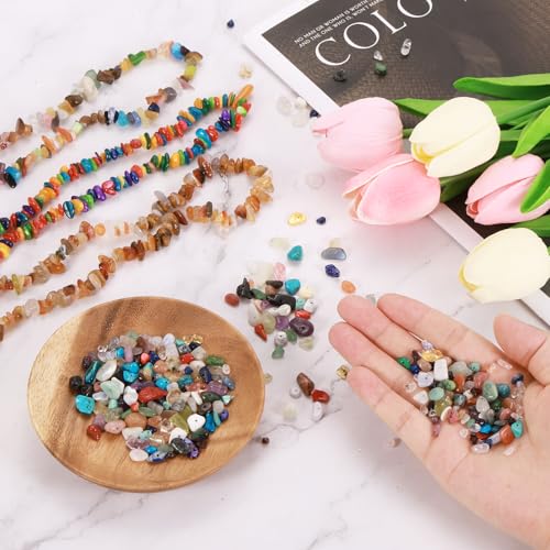 MECCANIXITY 220 Pcs Natural Drilled Lapis Lazuli Gemstone Chips Bulk 5mm to 8mm Dia. Irregular Tumbled Crystal Chip Beads for Jewelry Making Craft Supplies (Dark Blue) - color: Lapis Lazuli, size: 5-8mm