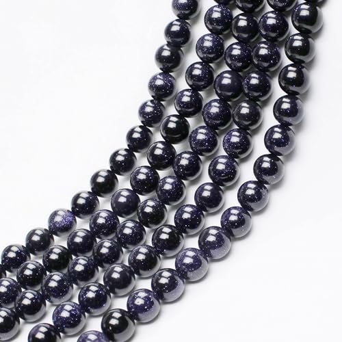 MJDCB Natural Stone Beads Blue Sand Stone Round Loose Beads for Jewelry Making DIY Bracelet Necklace (6mm) - color: Blue Sand Stone, size: 6mm