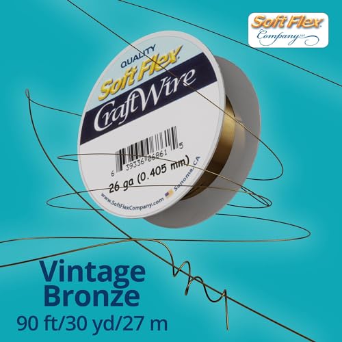 Soft Flex 26 Gauge Craft Wire - 27 Meters - Jewelry Wire with Tarnish Resistant Silver Plating - style: Vintage Bronze