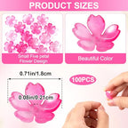 100pcs Cherry Blossom Beads, 5-Petal Gradient Acrylic Flower Beads, Mini Spacer Hair Accessories Halloween Christmas for Bracelets Earring Jewelry Making- Pink - color: Pink