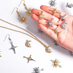 stino 48/56 Pieces Jewelry Celestial Charms Set, Silver & Gold Plated Moon Star Sun Pendants, DIY Jewelry Making Accessories - style: Baroque