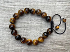 GAF TREASURES Grade A ++ Gemstone Round Bead Adjustable Bracelet 10mm, Genuine Crystal Bead Bracelet, Gift for Men & Women - color: Tiger Eye
