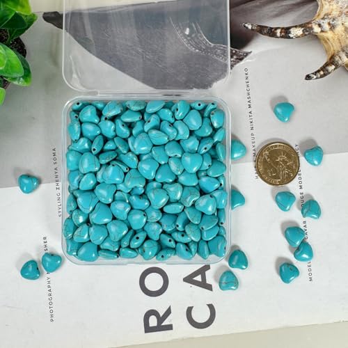 Turquoise Love Beads for Jewelry Making 200pcs 12mm Natural Semi-Precious Gemstone Loose Space Beads for Bracelets, Necklaces, Earring, DIY Handmade Crafts, Healing Stone Gifts, Garland Deco - color: Turquoise Heart 12mm
