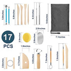 KACOLA Pottery Tool Kit, 17pcs Polymer Clay Tools, Modeling Clay Sculpting Tools Kit, Ceramics Tools, Trimming, Embossing Pattern, Smooth Wooden Handles