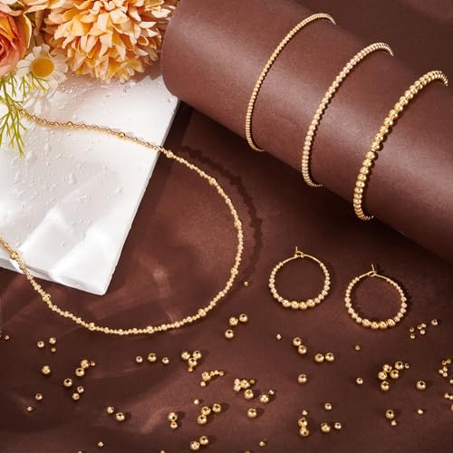 PH PandaHall 1830pcs 18K Gold Mini Seed Beads 2mm Seamless Smooth Long-Lasting Waist Metal Brass for Bikini Belly Chain Layered Bracelet Satellite Jewelry Making - size: 2mm