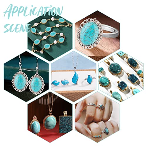 PH PandaHall 96pcs Stone Cabochons, 8 Shapes Blue Texture Gemstone Tiles Column Square Bead Half Round Synthetic Turquoise Cabochon Tile for Bracelet Necklace Earrings Cameo Jewelry Making