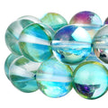 RUBYCA Round Moonstone Crystal Glass Beads Aura Iridescent for Jewelry Making (1 Strand, 6mm, Green) - color: Green, size: 6mm