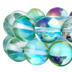 RUBYCA Round Moonstone Crystal Glass Beads Aura Iridescent for Jewelry Making (1 Strand, 6mm, Green) - color: Green, size: 6mm