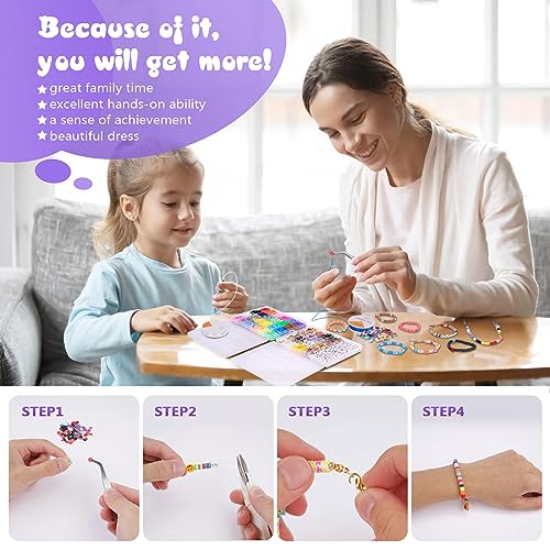 JQEEYGV Friendship Bracelet Kit, 2 Boxs 7300Pcs Clay Beads for Bracelet Making Kit with Number Letter Beads DIY Jewelry Charms Making Crafts Gifts for Girls Ages 6-12 - color: 7300Pcs 24Colors