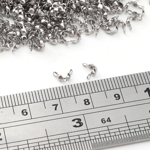 304 Stainless Steel End Caps 2.5x5mm 600pcs Knot Covers for Jewelry DIY Making and Repairing - color: End Caps, size: 2.5x5mm