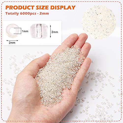 5000pcs White Glass Seed Beads Bulk, 3mm 8/0 Tiny Small Waist Spacer Seed Beads for Bracelets,Necklace,Jewelry Making DIY Craft Projects - color: White Fantasy, size: 3mm