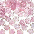50Pcs Cherry Blossom Acrylic Flower Beads, Mini Floral Spacer Beads for Jewelry Making 5-Petal Gradient Flower Bead Gold-Plated Flowers Bead Charms for Bracelets (Pale Pink Gradient) - color: Pale Pink Gradient