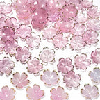 50Pcs Cherry Blossom Acrylic Flower Beads, Mini Floral Spacer Beads for Jewelry Making 5-Petal Gradient Flower Bead Gold-Plated Flowers Bead Charms for Bracelets (Pale Pink Gradient) - color: Pale Pink Gradient