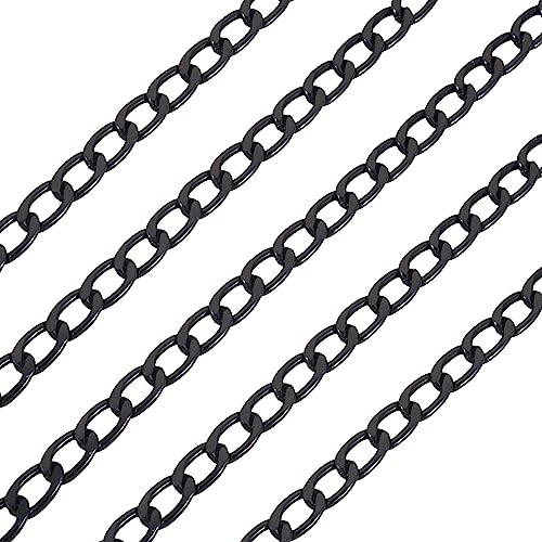 Craftdady 16.4 ft Aluminum Curb Chain 13.5x8mm Twisted Black Chain Unwelded Hanging Chain Link Necklace Chain with Spool for DIY Crafts Jewelry Making - color: Black, 13.5x8mm