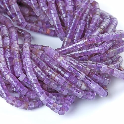 2x4MM 150PCS Amethyst Crystal Tube Cylinder Rondelle Abacus Disk Spacer Loose Beads for Jewelry Making - color: Amethyst, size: 2x4mm cylindrical
