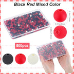 1 Box 500Pcs Acrylic Round Beads Bubble Gum Bead Bulk Black Red White Plastic Frosted Balls Bubblegum Pastel Matte Loose Beads for Jewelry Making Bracelets Beading Necklaces Earrings Crafts - color: Black