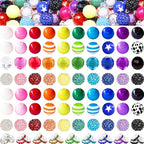 305Pcs 20mm Beads for Pens Making with Rondelle Spacer Beads Mixed Acrylic Focal Bubblegum Bead Crystal Round Sparkly Chunky Bead for Pens Beadable Necklace Keychain DIY Craft Jewelry Making Supplies - color: Rainbow