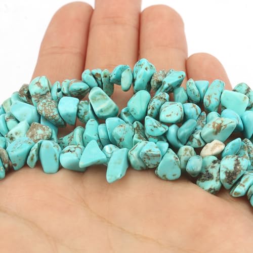 30in Turquoise Natural Chip Stone Beads 5-8mm About 230pcs, Irregular Drilled Blue Green Bead for Bracelets Jewelry Making Supplies for Adults, DIY Crafts. - color: Turquoise
