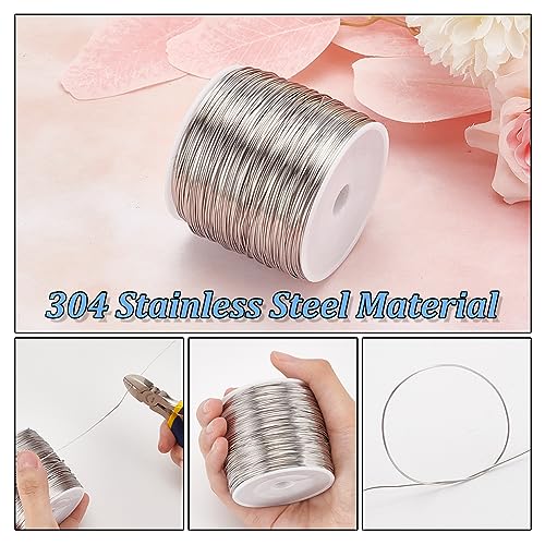 BENECREAT 459 Feet 23 Gauge Single Strand Beading Wire, Stainless Steel Craft Jewelry Beading Wire for Crafts, Jewelry Making, Sculpture Frame - color: Single Strand, size: 23 Gauge