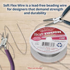 Soft Flex 21 Strand Stringing Wire - Flexible Braided - Fine 0.14 Diameter - Jewelry Making Bead Wire - Satin Silver - style: 30 Feet