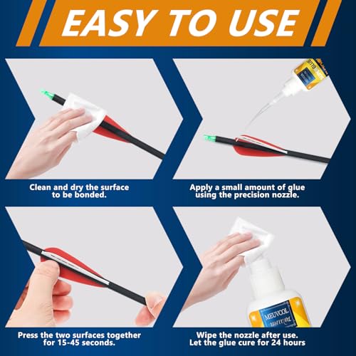Fletching Glue 100g, Heavy Duty Arrow Glue Kit for Carbon, Aluminum, Wood Shafts, Instant & Clear Arrow Insert Adhesive Bonder for Fletching Vanes, Feathers and Inserts - size: 100g, style: Fletching Glue