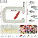 5400pcs Pearl Beads Hand Press Pearl Setting Tool Set, Beads Rivet Fixing Machine, DIY Handmade Pearl Setting Machine with Beads Nails Screw Heads Tweezers Wrench Trays for DIY Crafts Accessories