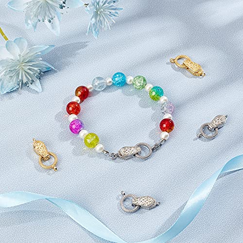 CHGCRAFT 5Sets 31mm Brass Clasps Mixed Color Connector Extenders with Loop Magnet Converter Necklace Clasps Jewelry Clasps for DIY Bracelet Necklace Making Gold Sliver