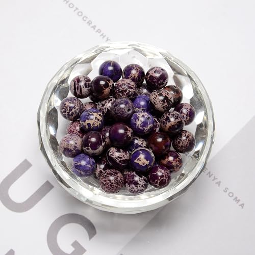 122Pcs(2 Strand/Set) 6mm Purple Imperial Smooth Round Beads Natural Stone Beads AAA Grade Premium Round Gemstone Genuine Real Stone Loose for DIY Bracelet Jewelry String Making - color: Purple Imperial, size: 6mm
