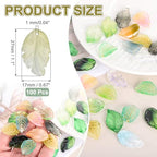 PATIKIL Glass Leaf Beads, 100Pcs Cute Crystal Leaf Charms, Translucent Czech Spacer Beads for DIY Jewelry Making Bracelets Necklace Wind Chimes Suncatchers, Olive - color: Olive