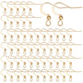 SUNNYCLUE 1 Box 100Pcs Real 18K Gold Plated French Earring Hooks Fish Hook Earrings Stainless Steel Ear Wires Ball Dot Earwires for Jewellery Making Women Adults DIY Dangle Earrings Crafts Supplies - color: 100pcs Real 18k Gold Plated French Earring Hooks