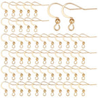 SUNNYCLUE 1 Box 100Pcs Real 18K Gold Plated French Earring Hooks Fish Hook Earrings Stainless Steel Ear Wires Ball Dot Earwires for Jewellery Making Women Adults DIY Dangle Earrings Crafts Supplies - color: 100pcs Real 18k Gold Plated French Earring Hooks