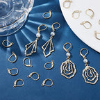 Beebeecraft 50Pcs/Box Leverback Earring Findings 24K Gold Plated Stainless Steel French Earring Hooks 15.5x10x1.5mm Dangle Ear Wire Findings for Jewelry Making - color: 15.5x10mm Gold Earring Hooks