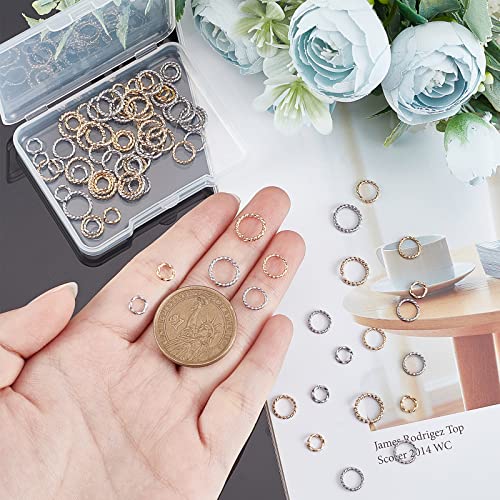UNICRAFTALE 84pcs 6/8/10mm Twisted Open Jump Rings Golden and Stainless Steel Color Stainless Steel Jump Rings Connectors Rings for DIY Bracelet Necklaces Jewelry Making