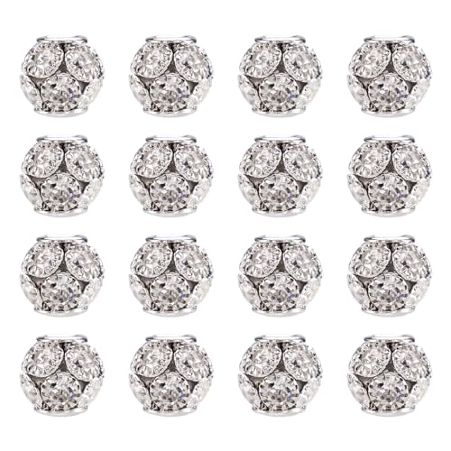 Craftdady 30Pcs 8mm Crystal Rhinestone Rondelle Spacer Beads Platinum Disco Ball Loose Beads for Jewelry Making Hole: 2mm… - color: Platinum-8mm