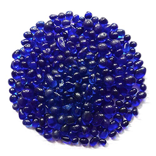 WAYBER Glass Stones, 1Lb/460g Irregular Sea Glass Pebbles Non-Toxic Artificial Gemstones for Gem Display/Vase Filler/Terrarium Flowerpot Aquarium Turtle Tank Decoration, Deep Blue - color: Deep Blue