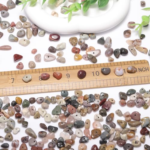 400pcs Natural Chip Stone Beads for Jewelry Making Alashan Agate 5-8mm Irregular Gemstones Healing Crystal Loose Rocks Bead Hole Drilled for Ring Earrings Necklace Bracelet Making DIY Art Crafts - color: Alashan agate(2 Strands-62")