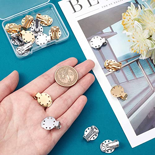 SUNNYCLUE 1 Box 20Pcs 2 Colors Clip on Earrings Findings Round Flat Back Earring Clips Stainless Steel Earring Converters Non-Pierced Earring Settings for Women Adults Jewelry Making DIY Crafts - color: 20pcs 2 Colors Stainless Steel Earring Clips