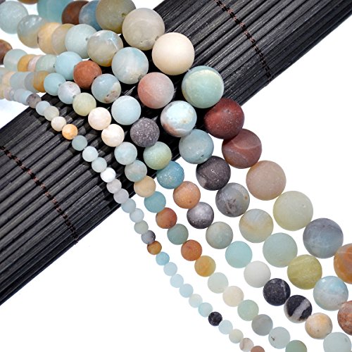 AD Beads Beautiful Natural Matte Gemstone Round Spacer Loose Beads 4-12mm (4mm, 10 Matte Multi-Color Amazonite) - color: 10 Matte Multi-Color Amazonite, size: 4mm