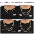 2PCS Cuban Link Chain Set for Men - Gold/Silver Plated Stainless Steel Layered Chain Necklace Non-Tarnish Jewelry Gift 16"/18", 18"/20", 20"/22", 22"/24" - color: Gold Chain, size: 22inch+24inch
