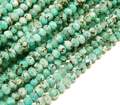 Perlin Agate & Jasper Gemstone Strand Beads 4 mm Rondelle 110 Pieces Jewellery Beads Semi-Precious Stone for Jewellery Necklace Bracelet Earrings (Turquoise Jasper) - color: turquoise jasper