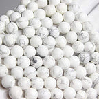 MJDCB AAAA Natural Stone Beads White Howlite Turquoise Round Loose Beads for Jewelry Making 15" (12mm) - color: White Howlite, size: 12mm