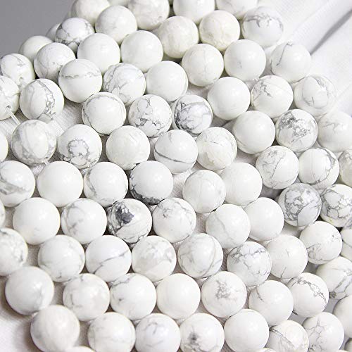 MJDCB Natural Stone Beads White Howlite Round Loose Beads for Necklace Bracelat Jewelry Making (4mm) - color: White Howlite, size: 4mm