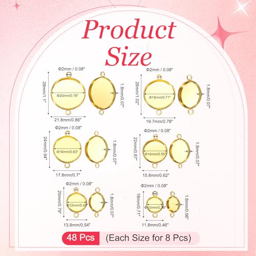 PATIKIL Pendant Trays for Jewelry Making, Blank Pendants Iron Double-hanging Bezel Settings Flat Base for Necklace Bracelet Charm - color: Gold Tone