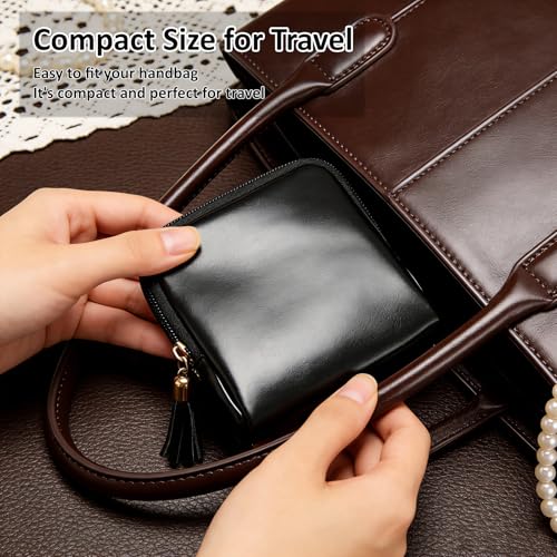 shunmei Mini Travel Jewelry Bag, Small Travel Jewelry Case with Zipper, Portable Velvet Jewelry Pouches for Necklaces, Earrings, Rings, Bracelets,Travel Essentials Gifts for Women Girls(Black) - color: Black