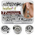 Tibetan Silver Spacer Beads 8mm Flat Round – 77pcs Metal Spacer Beads for Jewelry Making, Bracelets, Necklaces & Earrings DIY Supplies, Antique Silver Zinc Alloy - color: Silver Snail