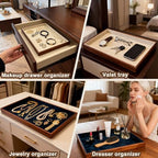 Large Solid Wood Jewelry Watch Tray, Velvet Jewelry Board Display Trays for Key Wallet Ring，Stackable Wooden Jewelry Drawer Organizer Showcase Jewelry Holder(Royal Blue) - color: Blue